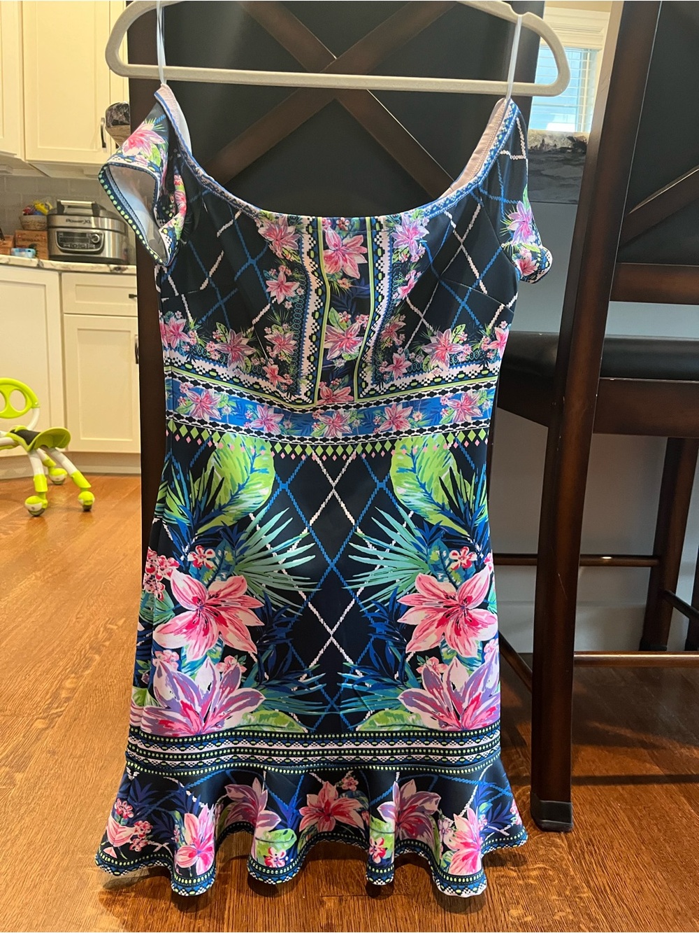 Jealous Tomato Floral Border Dress - Pink, Blue & Green